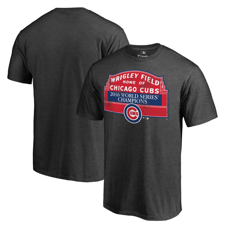 Men's Chicago Cubs Heathered Gray 2016 World Series Champions Sign Win T-Shirt