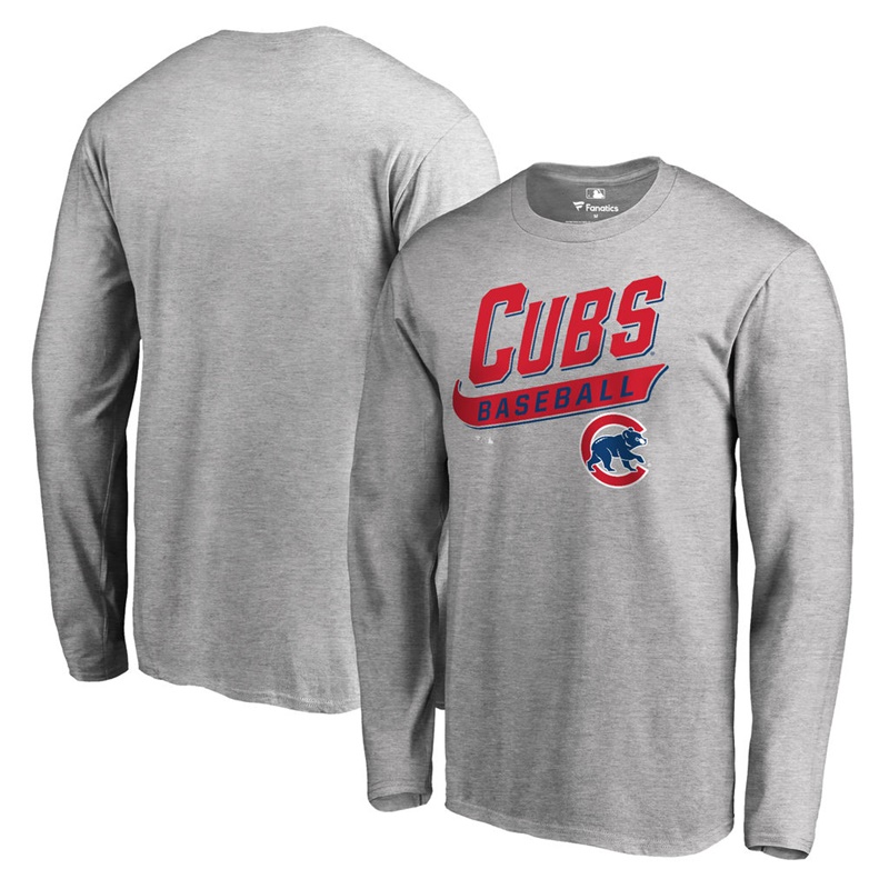 Men's Chicago Cubs Heathered Gray Baseline Long Sleeve Legend T-Shirt