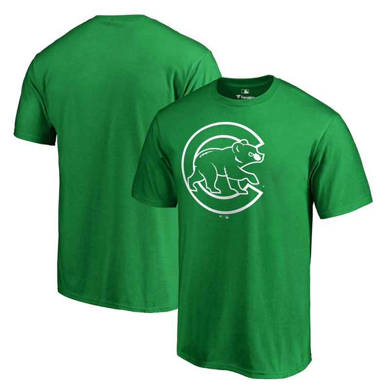 Men's Chicago Cubs Kelly Green St. Patrick's Day White Logo T-Shirt