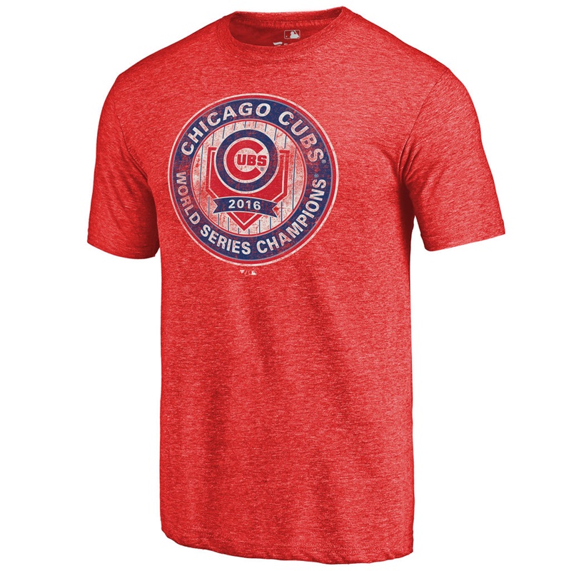 Men's Chicago Cubs Red 2016 World Series Champions Platoon Tri-Blend T-Shirt