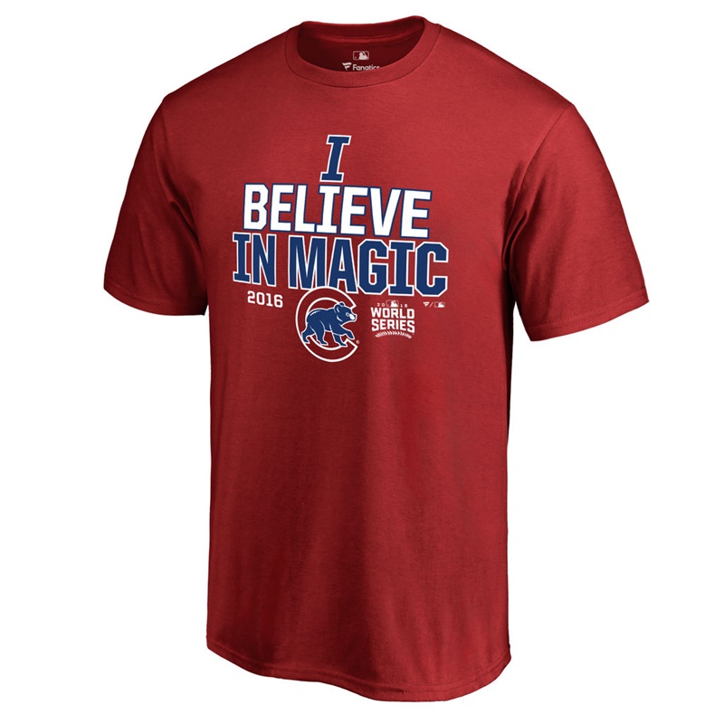 Men's Chicago Cubs Red I Believe In Magic Short Sleeve T-Shirt