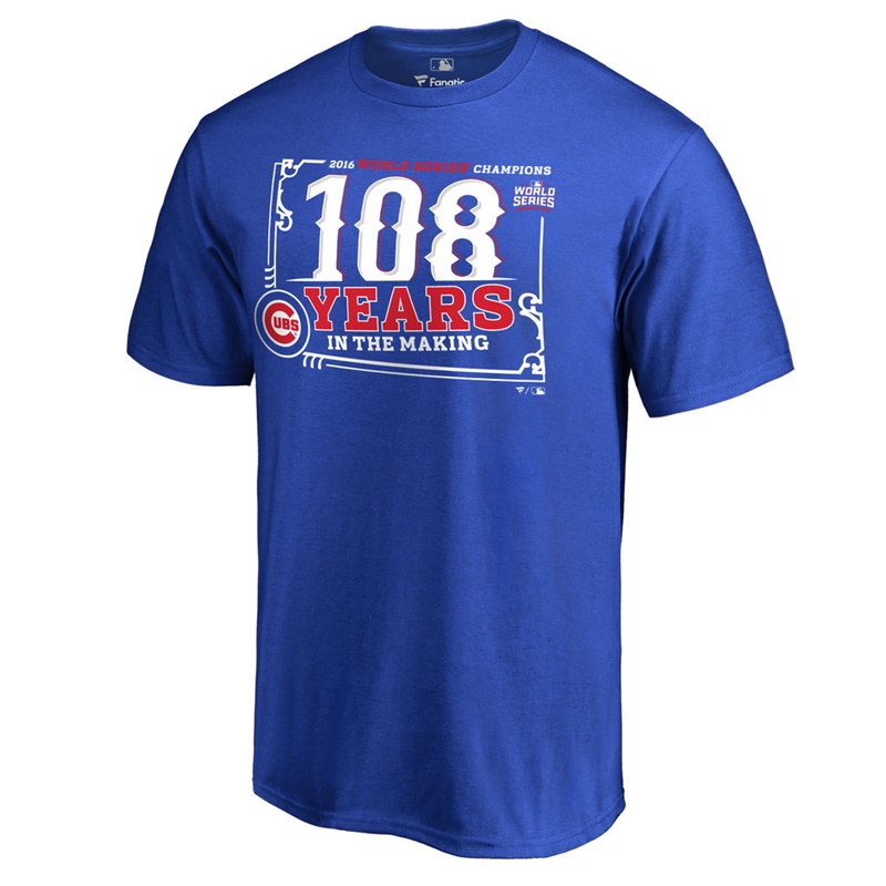 Men's Chicago Cubs Royal 2016 World Series Champions 108 Years T-Shirt