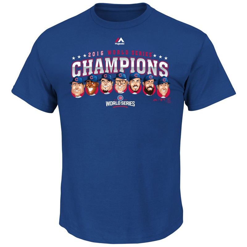 Men's Chicago Cubs Royal 2016 World Series Champions Caricature T-Shirt