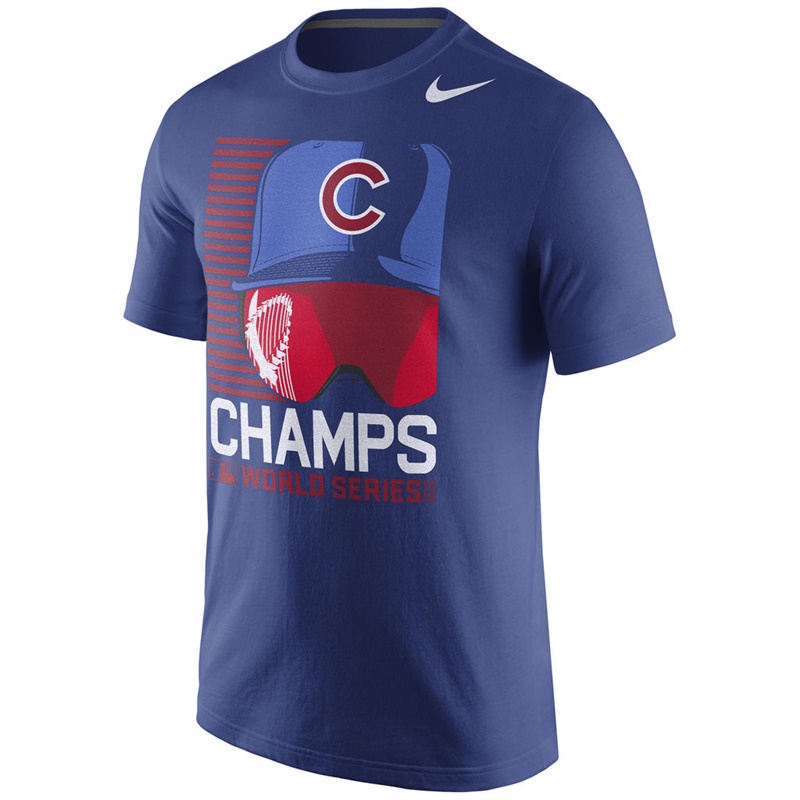 Men's Chicago Cubs Royal 2016 World Series Champions Celebration Goggles T-Shirt