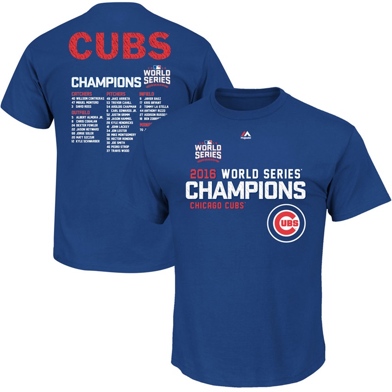 Men's Chicago Cubs Royal 2016 World Series Champions Sweet Lineup Roster T-Shirt