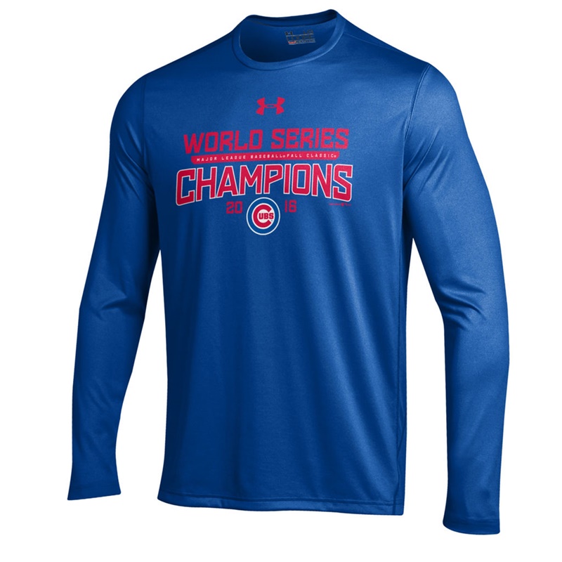 Men's Chicago Cubs Royal 2016 World Series Champions Trophy Tech Long Sleeve T-Shirt