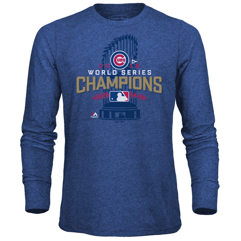 Men's Chicago Cubs Threads Royal 2016 World Series Champions Locker Room Tri-Blend Long Sleeve T-Shirt