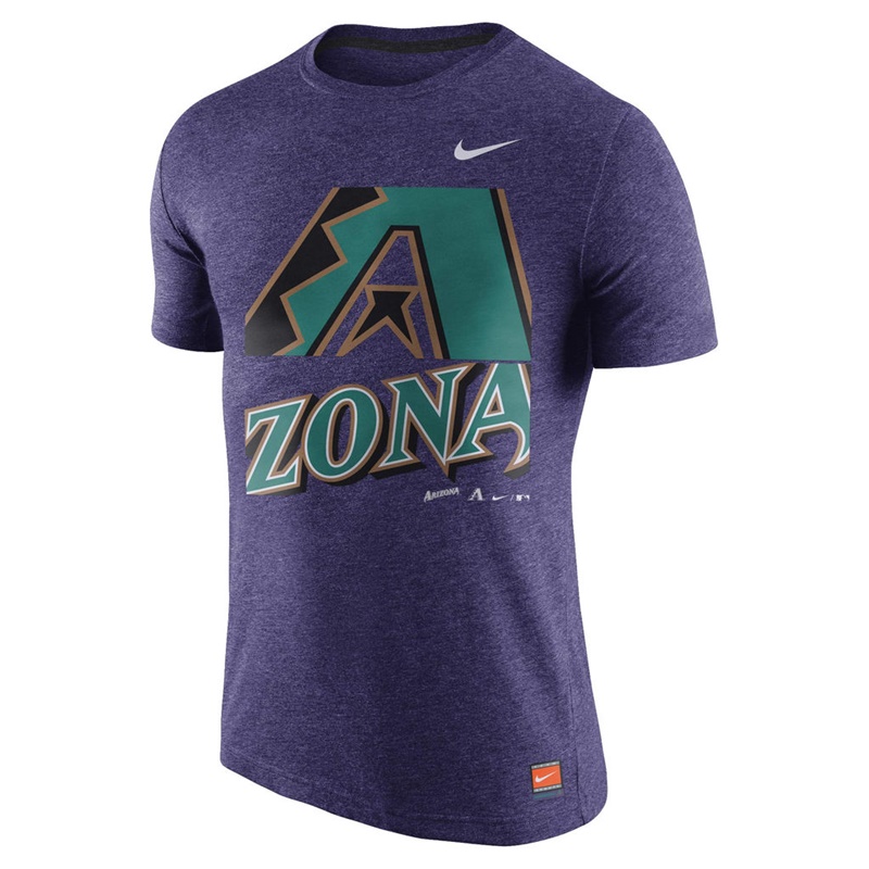 Men's Arizona Diamondbacks Heathered Purple Cooperstown Collection Logo Tri-Blend T-Shirt