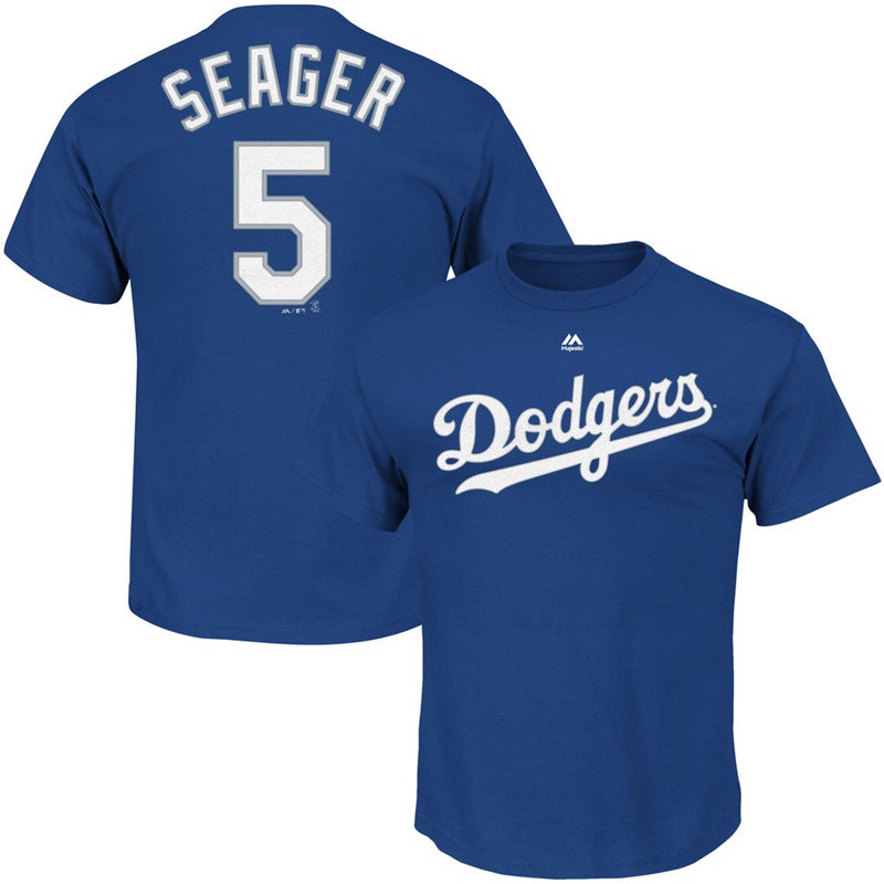 Men's Los Angeles Dodgers Corey Seager #5 Royal Roster Name and Number T-Shirt