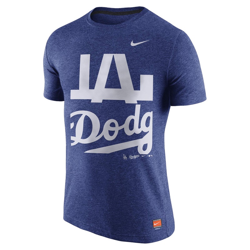 Men's Los Angeles Dodgers Heathered Royal Cooperstown Collection Logo Tri-Blend T-Shirt