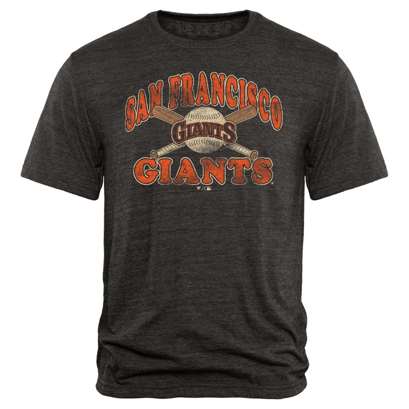 Men's San Francisco Giants Black Cooperstown Bats Tri-Blend T-Shirt