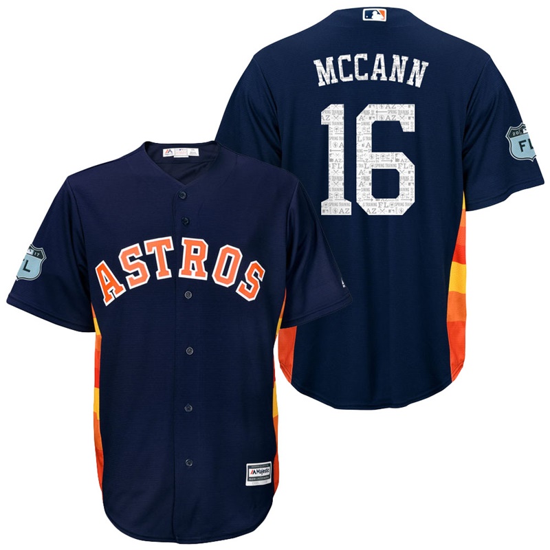 Men's Houston Astros #16 Brian McCann 2017 Spring Training Navy Cool Base Jersey