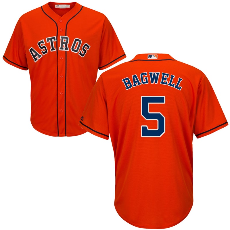 Men's Houston Astros Jeff Bagwell #5 Alternate Orange Cool Base Jersey