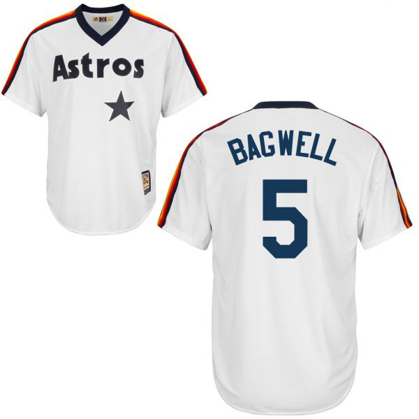 Men's Houston Astros Jeff Bagwell #5 Cooperstown White Cool Base Jersey