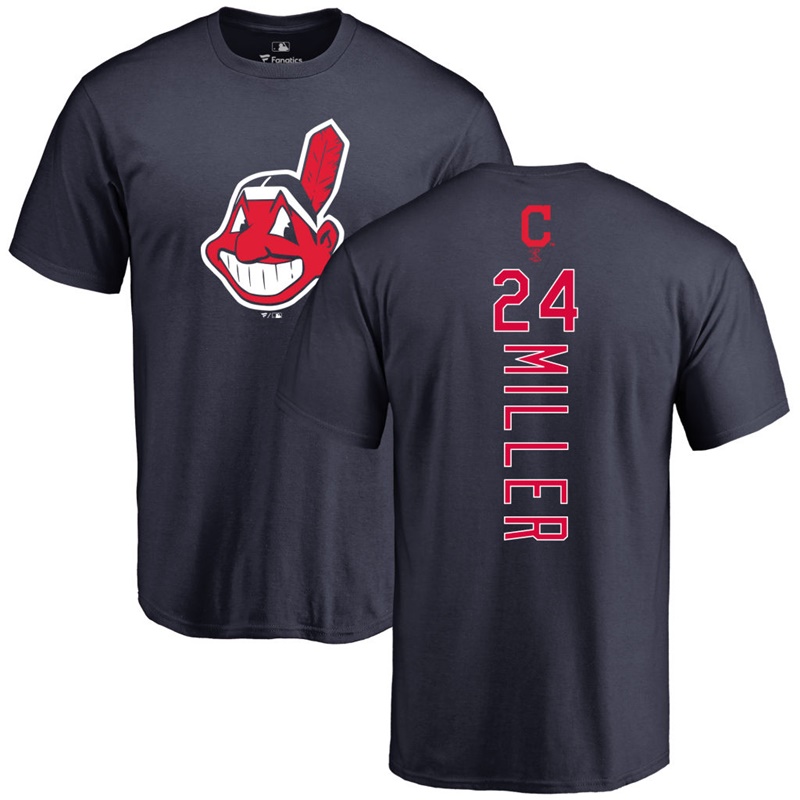 Men's Cleveland Indians Andrew Miller #24 Navy Backer Name & Number Short Sleeve T-Shirt