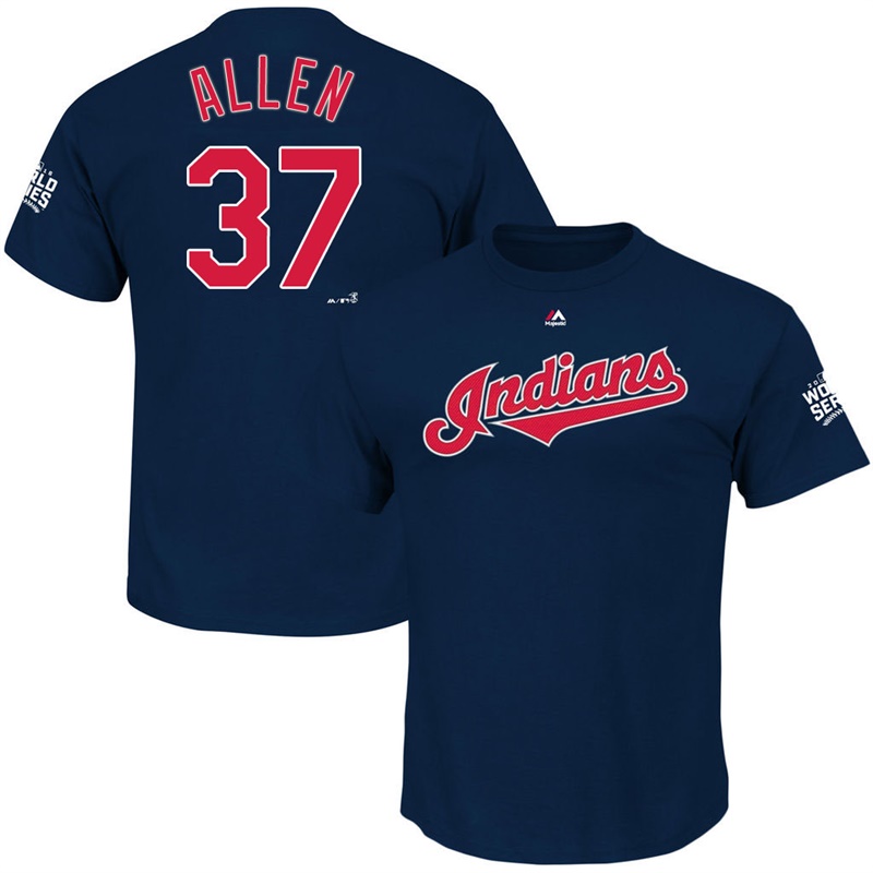 Men's Cleveland Indians Cody Allen #37 Navy 2016 World Series Bound Name & Number T-Shirt T-Shirt