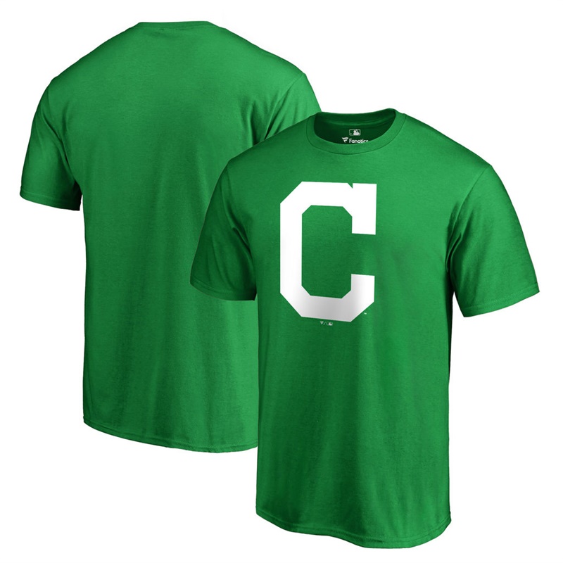 Men's Cleveland Indians Kelly Green St. Patrick's Day White Logo T-Shirt