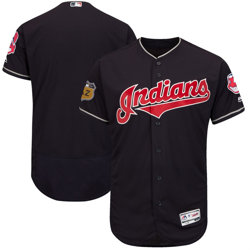 Men's Cleveland Indians Navy 2017 Spring Training Flex Base Authentic Team Jersey