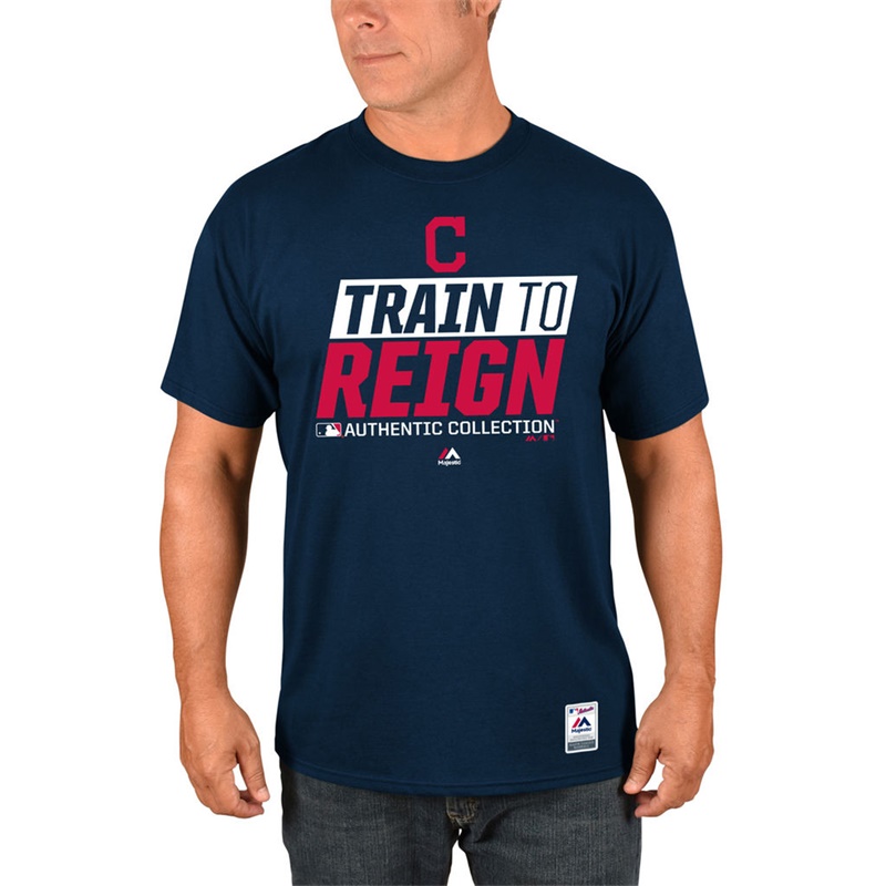 Men's Cleveland Indians Navy 2017 Spring Training Train to Reign Authentic Collection T-Shirt