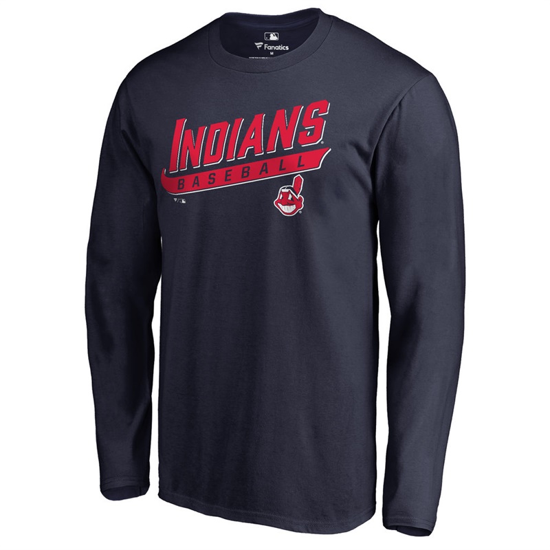 Men's Cleveland Indians Navy Baseline Long Sleeve Legend T-Shirt