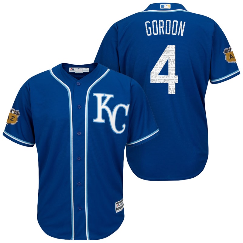 Men's Kansas City Royals #4 Alex Gordon 2017 Spring Training Cactus League Patch Royal Cool Base Jersey