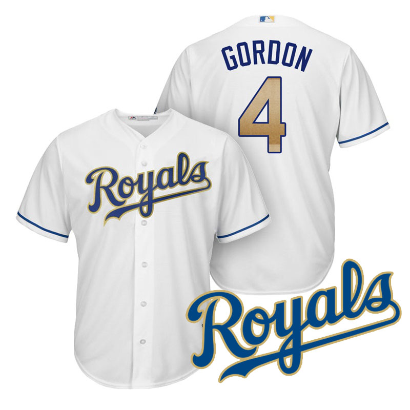 Men's Kansas City Royals Alex Gordon #4 2017 Home White Cool Base Jersey