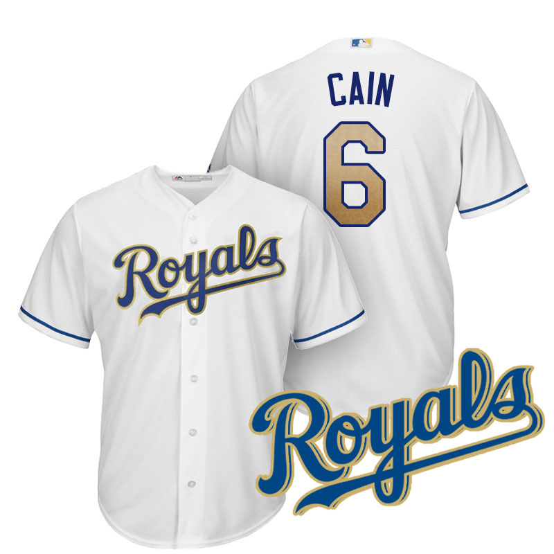 Men's Kansas City Royals Lorenzo Cain #6 2017 Home White Cool Base Jersey