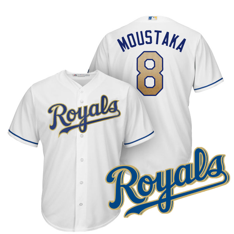 Men's Kansas City Royals Mike Moustakas #8 2017 Home White Cool Base Jersey