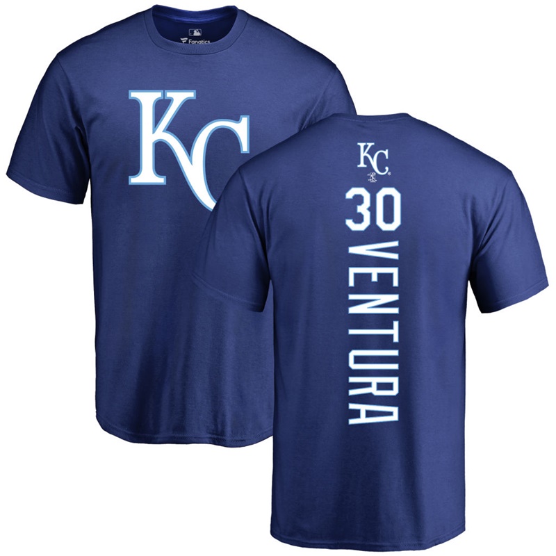 Men's Kansas City Royals Yordano Ventura #30 Light Blue Backer T-Shirt