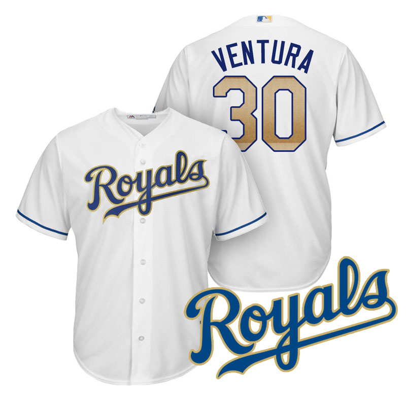 Men's Kansas City Royals Yordano Ventura #30 2017 Home White Cool Base Jersey