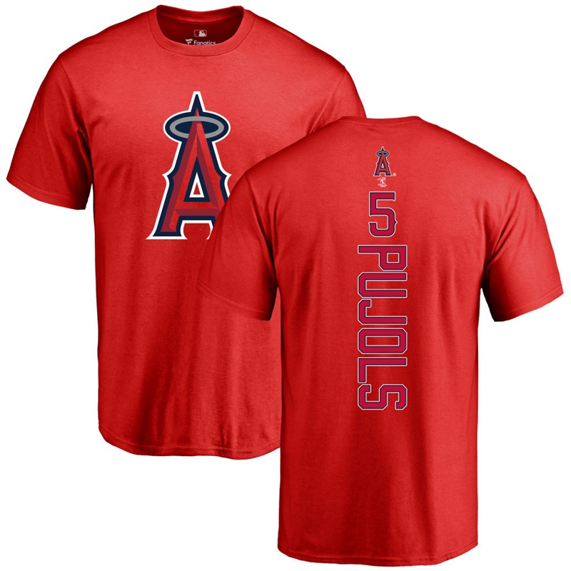 Men's Los Angeles Angels Albert Pujols #5 Red Official Backer T-Shirt