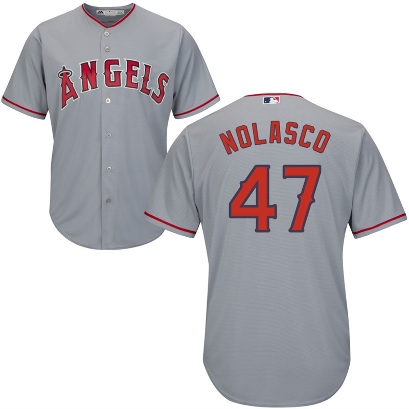 Men's Los Angeles Angels Ricky Nolasco #47 Road Gray Cool Base Jersey