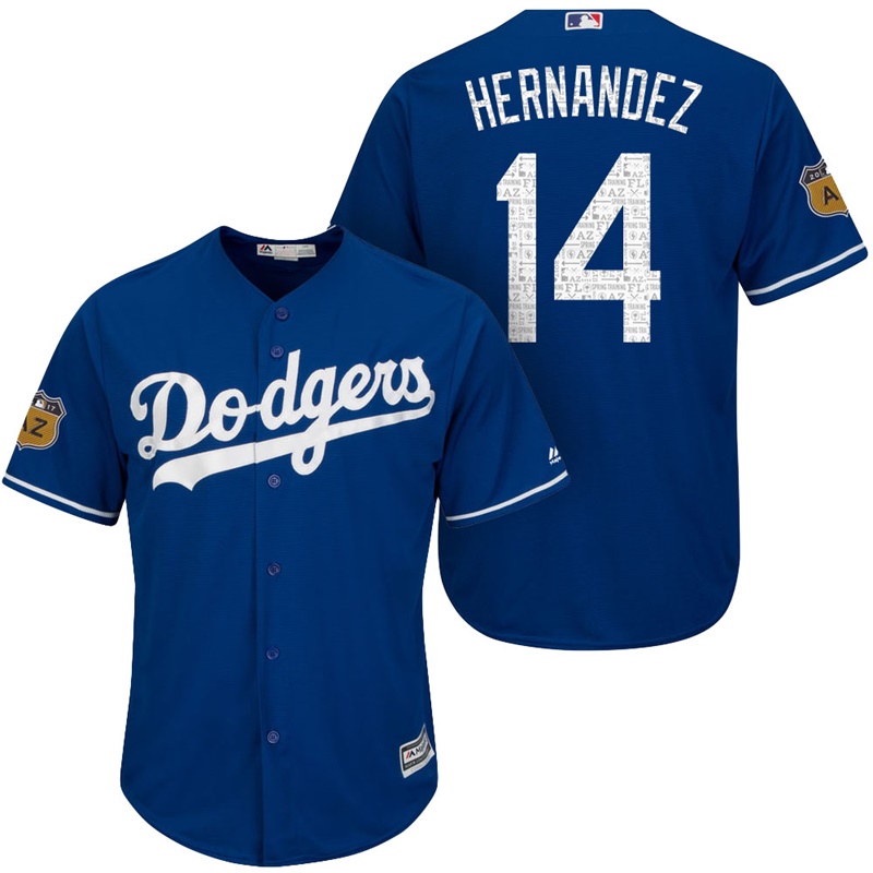 Men's Los Angeles Dodgers #14 Enrique Hernandez 2017 Spring Training Cactus League Patch Royal Cool Base Jersey