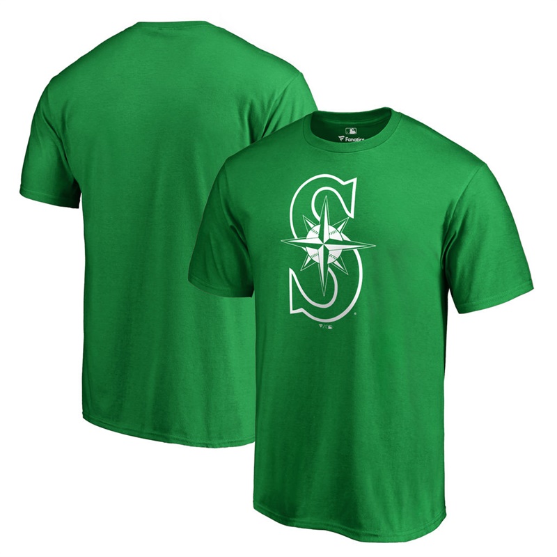 Men's Seattle Mariners Kelly Green St. Patrick's Day White Logo T-Shirt