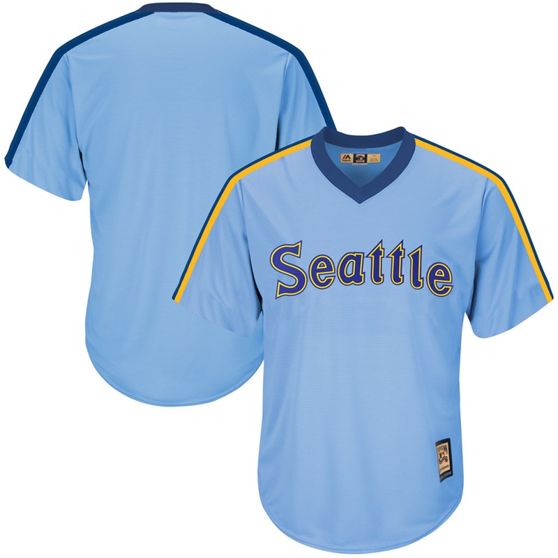 Men's Seattle Mariners Light Blue Cooperstown Cool Base Authentic Team Jersey