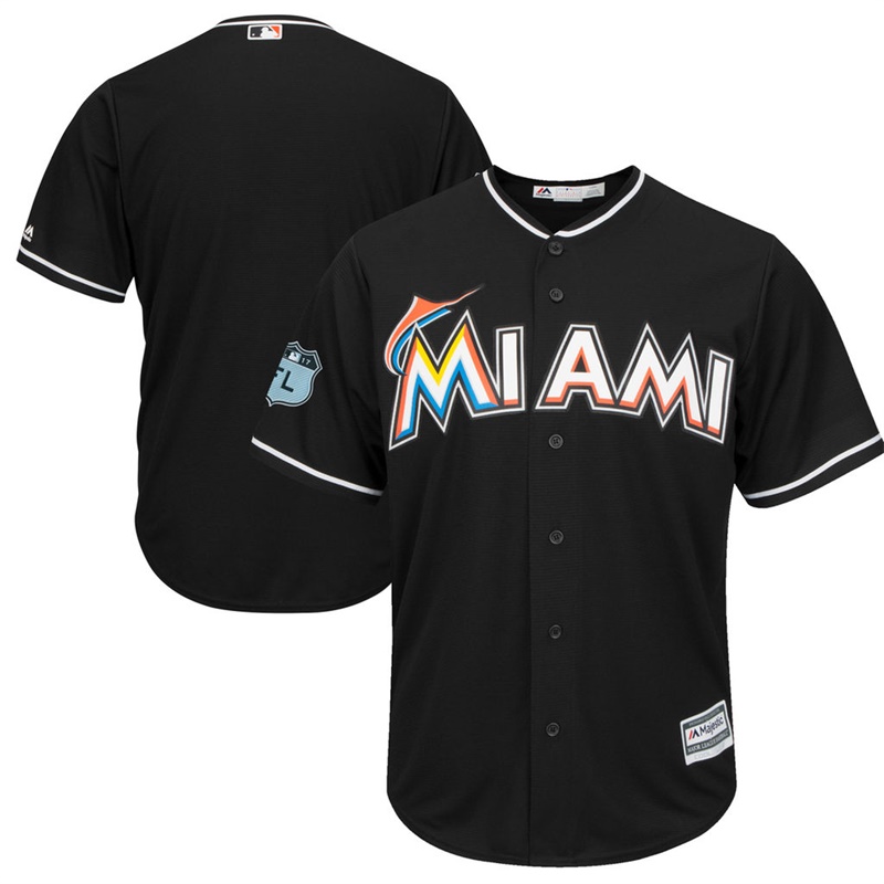 Men's Miami Marlins Black 2017 Spring Training Cool Base Authentic Team Jersey