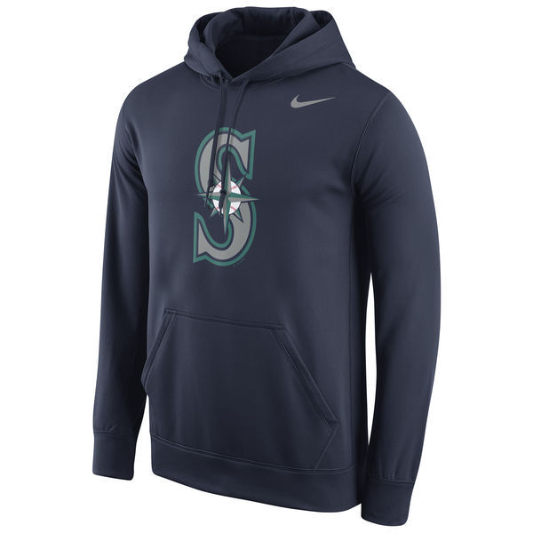 Men's Seattle Mariners Navy Primary Logo Fleece Pullover Hoodie