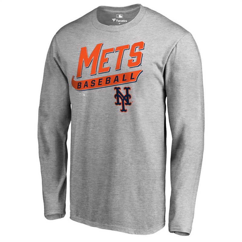 Men's New York Mets Heathered Gray Baseline Long Sleeve Legend T-Shirt