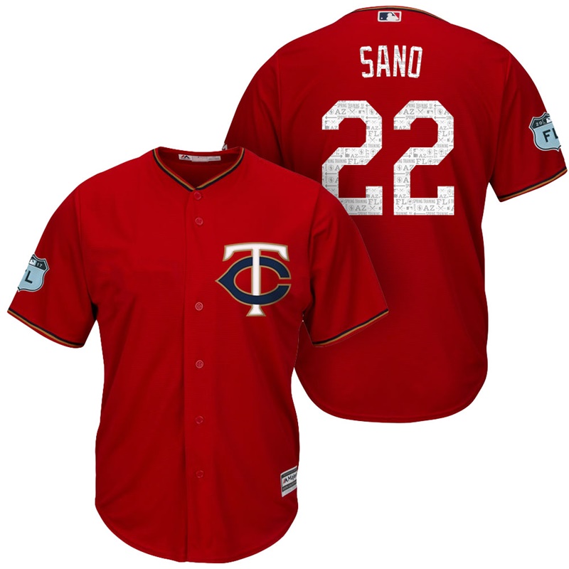 Men's Minnesota Twins #22 Miguel Sano 2017 Spring Training Grapefruit League Patch Scarlet Cool Base Jersey