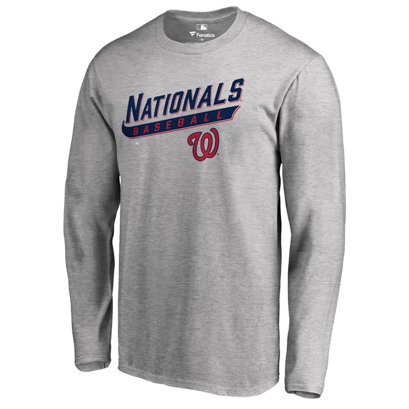 Men's Washington Nationals Heathered Gray Baseline Long Sleeve Legend T-Shirt