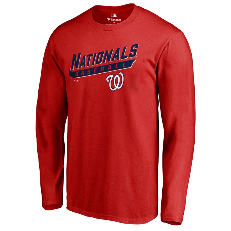 Men's Washington Nationals Red Baseline Long Sleeve Legend T-Shirt