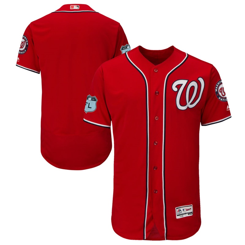 Men's Washington Nationals Scarlet 2017 Spring Training Flex Base Authentic Team Jersey