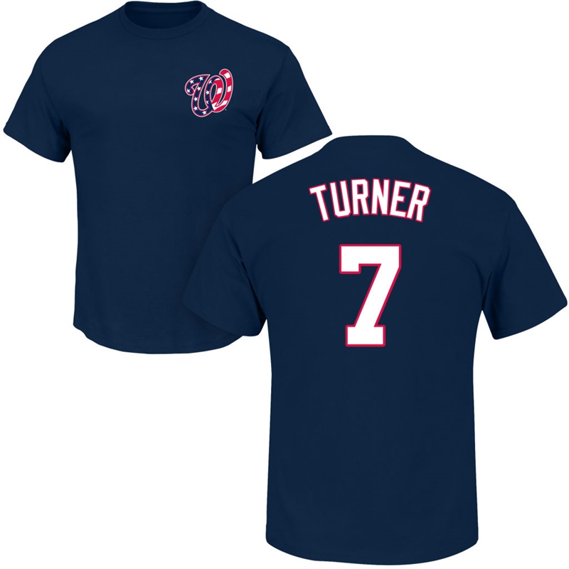 Men's Washington Nationals Trea Turner #7 Navy Roster Name and Number T-Shirt