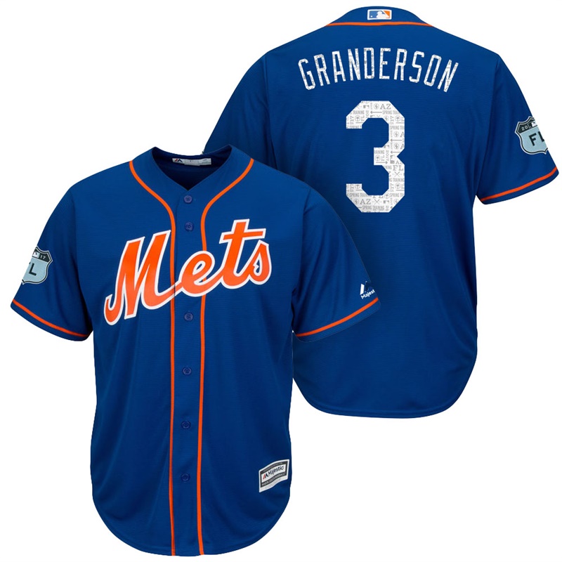 Men's New York Mets #3 Curtis Granderson 2017 Spring Training Grapefruit League Patch Royal Cool Base Jersey