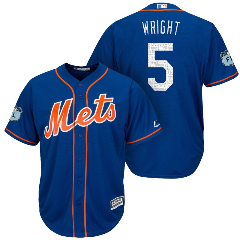 Men's New York Mets #5 David Wright 2017 Spring Training Grapefruit League Patch Royal Cool Base Jersey