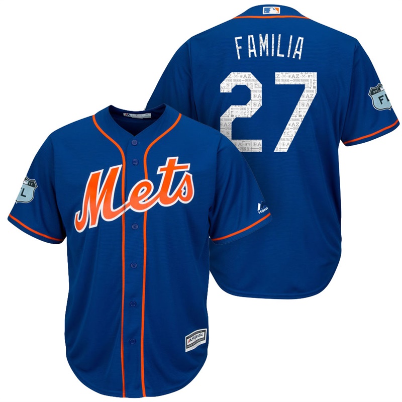 Men's New York Mets #27 Jeurys Familia 2017 Spring Training Grapefruit League Patch Royal Cool Base Jersey