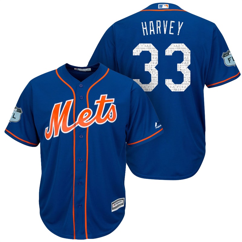 Men's New York Mets #33 Matt Harvey 2017 Spring Training Grapefruit League Patch Royal Cool Base Jersey