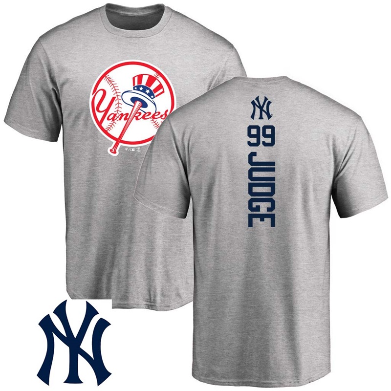 Men's New York Yankees Aaron Judge #99 Ash Official Backer T-Shirt