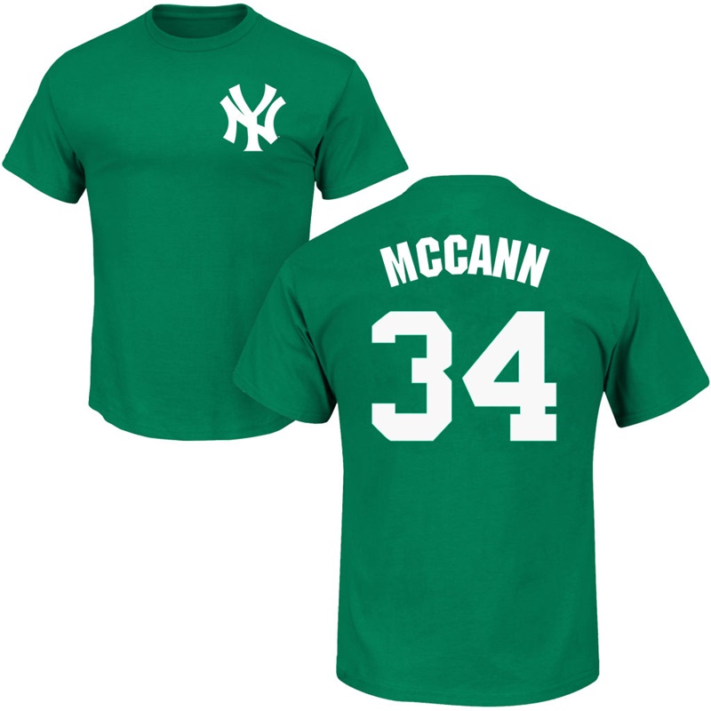 Men's New York Yankees Brian McCann #34 Green St. Patrick's Day Roster T-Shirt