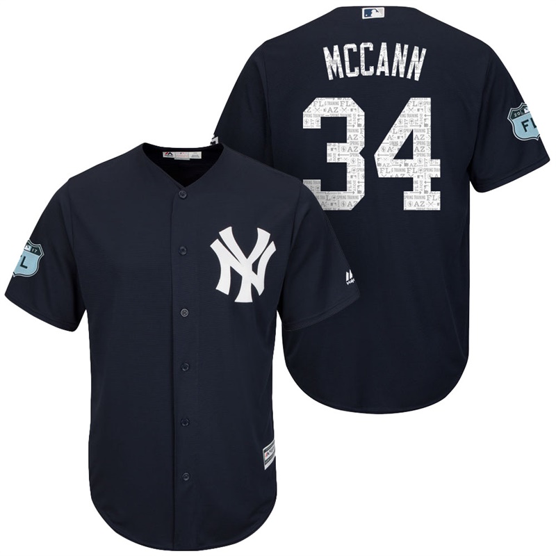 Men's New York Yankees #34 Brian McCann 2017 Spring Training Grapefruit League Patch Navy Cool Base Jersey